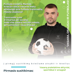Vaikai ir paaugliai kviečiami vasarą praleisti futbolo stadione!