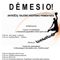 Anykščių rajono krepšinio pirmenybių tvarkaraštis